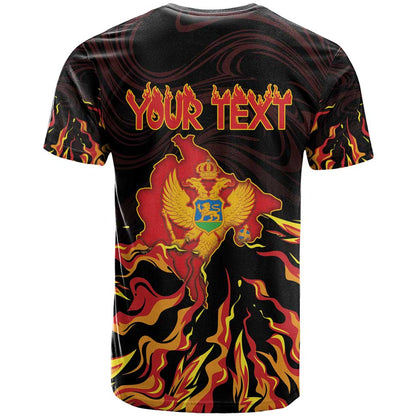 Personalized Montenegro T-Shirt Coat Of Arms Fire Style Graphic Tee