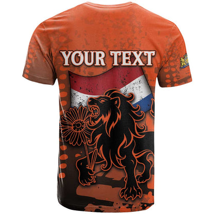 Personalized Netherlands T-Shirt Lion With Daisy Flower Graphic Tee