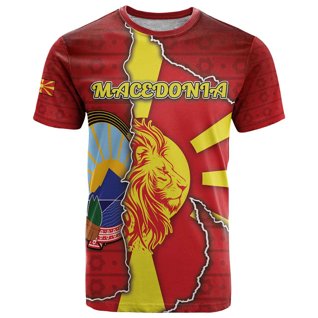 Personalized North Macedonia T-Shirt National Emblem With Lion Graphic Tee