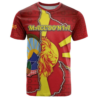 Personalized North Macedonia T-Shirt National Emblem With Lion Graphic Tee