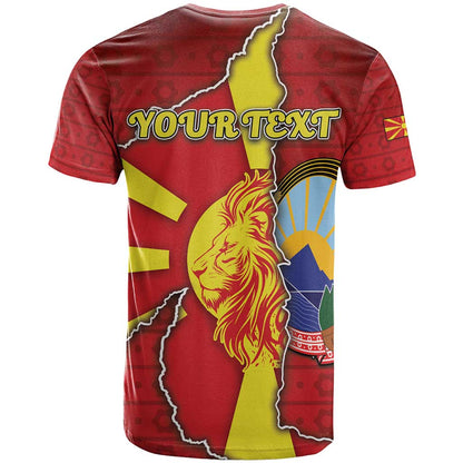 Personalized North Macedonia T-Shirt National Emblem With Lion Graphic Tee