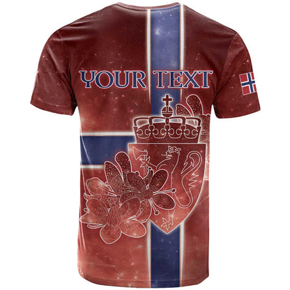 Personalized Norway T-Shirt The Moose With Saxifrage Flowers Galaxy Style Graphic Tee