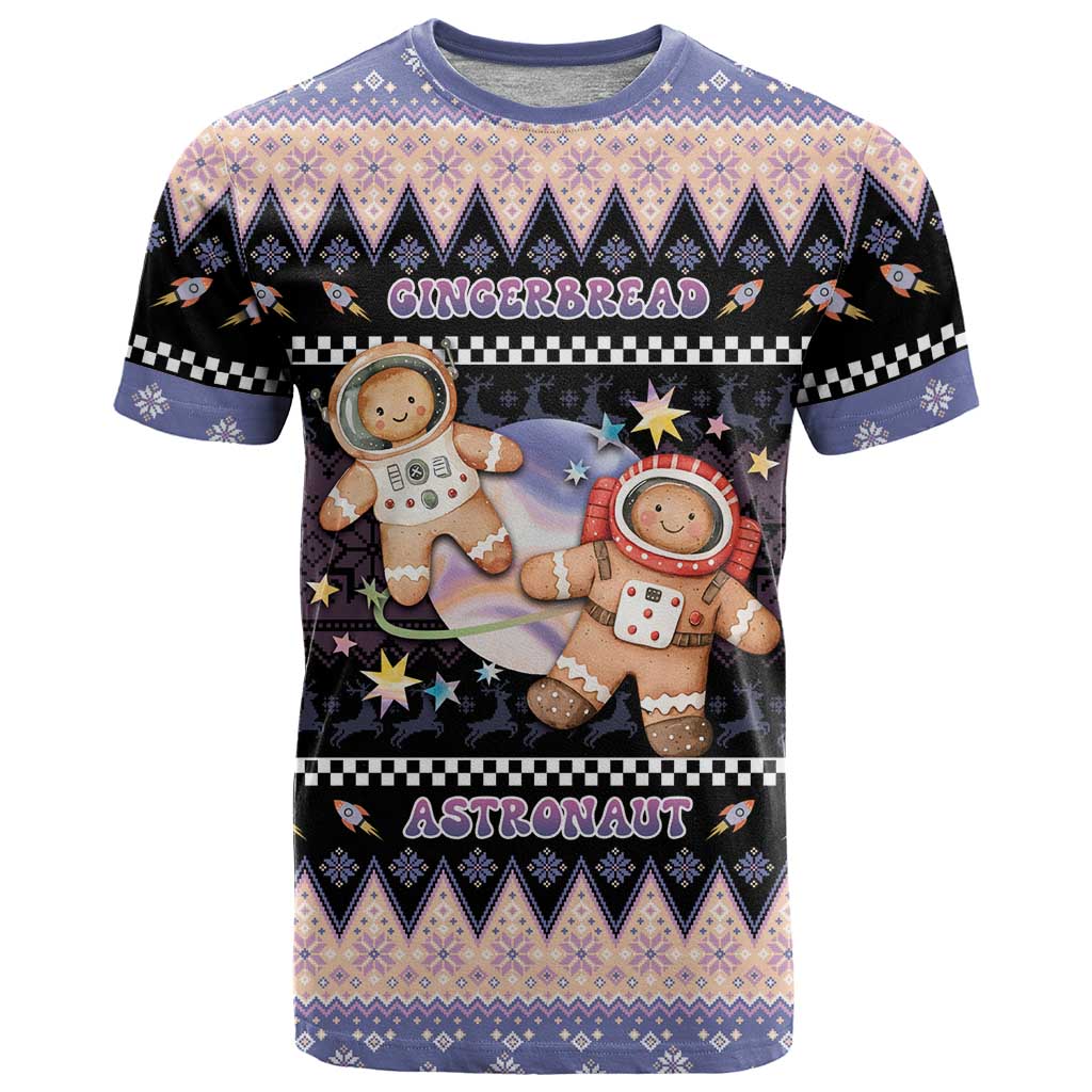 Astronaut Christmas T-Shirt Gingerbread In Space Graphic Tee