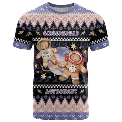 Astronaut Christmas T-Shirt Gingerbread In Space Graphic Tee