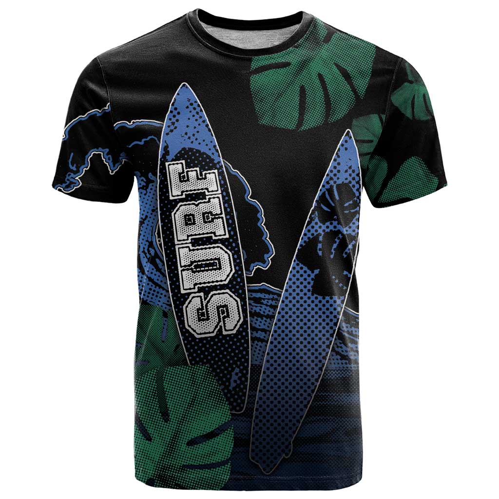 Custom Surfing T-Shirt Retro Waves Dot Halftone Graphic Tee
