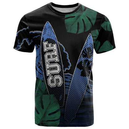 Custom Surfing T-Shirt Retro Waves Dot Halftone Graphic Tee