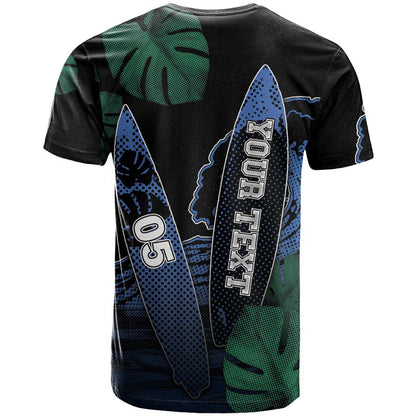 Custom Surfing T-Shirt Retro Waves Dot Halftone Graphic Tee