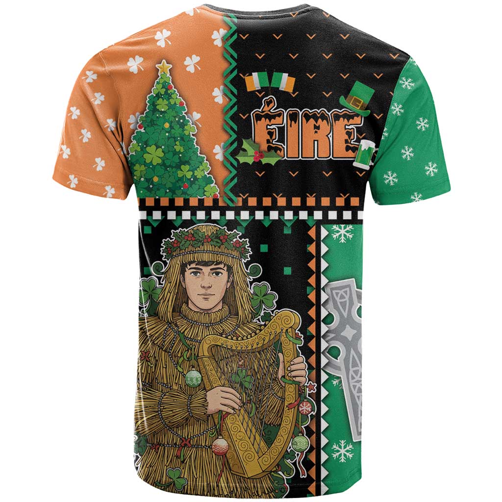 Ireland Christmas T-Shirt Wren Boy With Shamrock Xmas Tree Graphic Tee