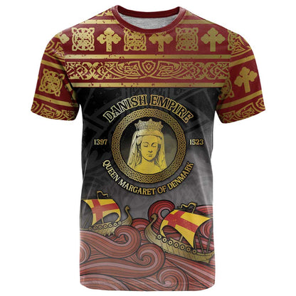 Danish Empire T-Shirt Kalmar Union With Viking Patterns Graphic Tee