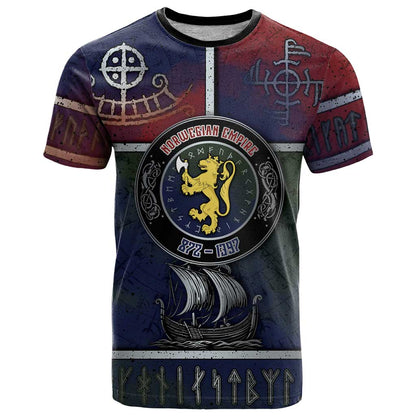 Personalized Norwegian Empire T-Shirt Ancient Viking Patterns Graphic Tee
