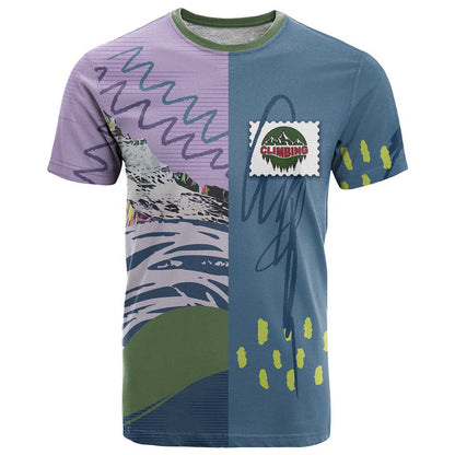 Custom Climbing T-Shirt Mountain Art Retro Style Graphic Tee