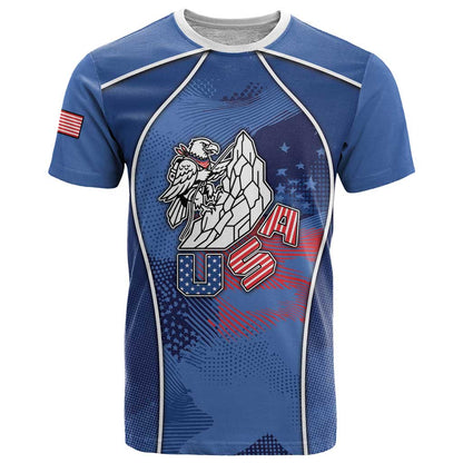 Custom USA Climbing T-Shirt American Eagle Climber Graphic Tee