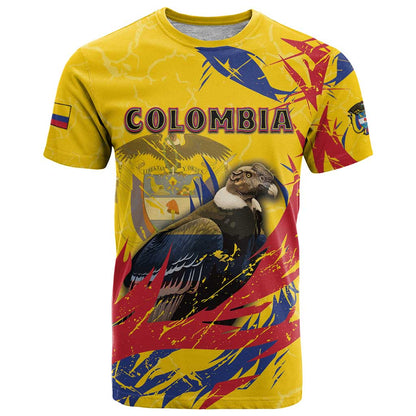 Personalized Colombia T-Shirt Colombian Andean Condor With Coat Of Arms Graphic Tee
