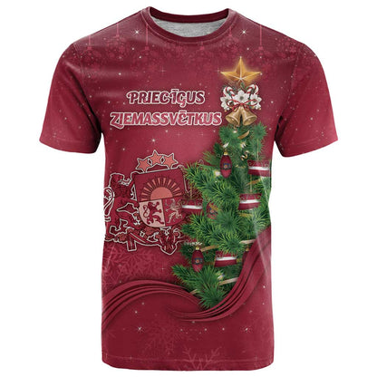 Latvia Christmas T-Shirt Xmas Tree Latvija Graphic Tee