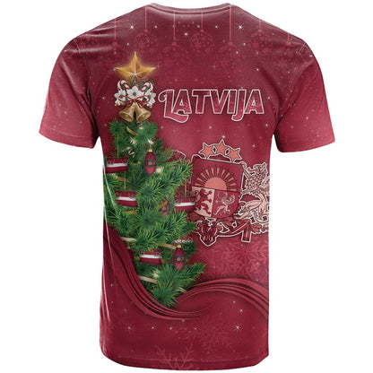 Latvia Christmas T-Shirt Xmas Tree Latvija Graphic Tee