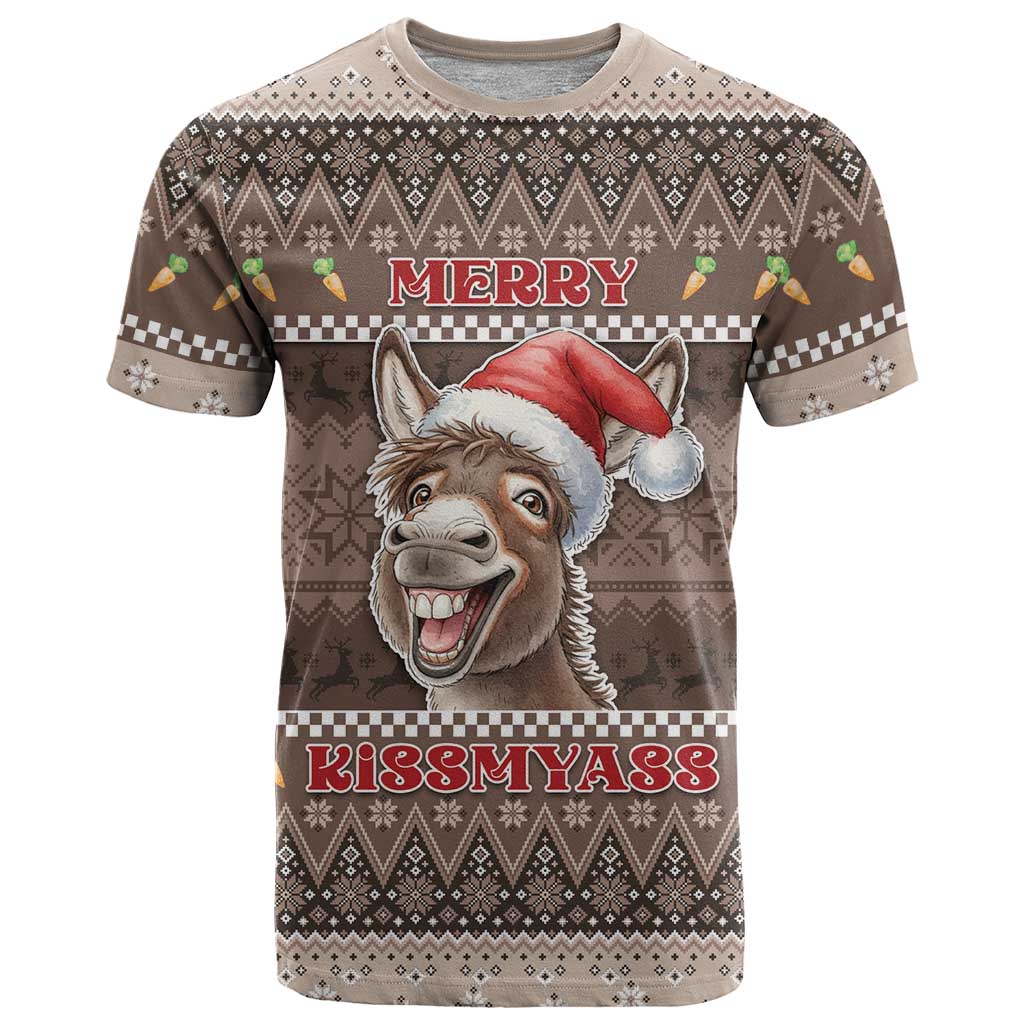 Donkey Christmas T-Shirt Merry Kiss My Ass Graphic Tee