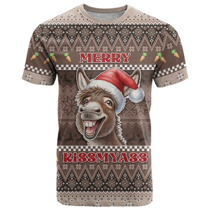 Donkey Christmas T-Shirt Merry Kiss My Ass Graphic Tee