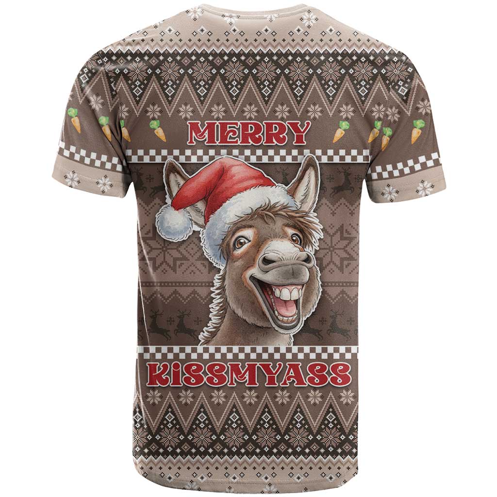 Donkey Christmas T-Shirt Merry Kiss My Ass Graphic Tee