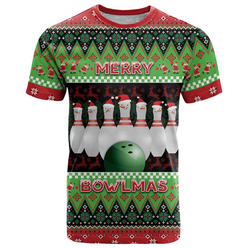 Bowling Christmas T-Shirt Merry Bowlmas Graphic Tee