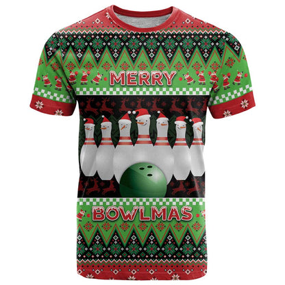 Bowling Christmas T-Shirt Merry Bowlmas Graphic Tee