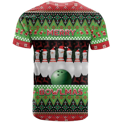 Bowling Christmas T-Shirt Merry Bowlmas Graphic Tee