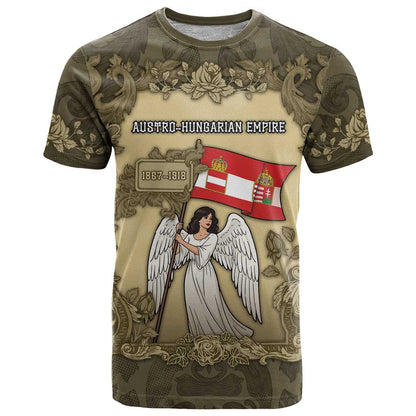 Personalized Austria-Hungary T-Shirt Angel Holding A Flag Vintage Style Graphic Tee