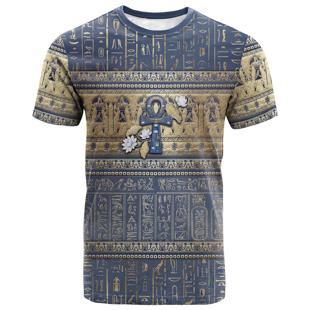 Egyptian Ankh T-Shirt Lotus Flowers Egyptian Symbol Graphic Tee
