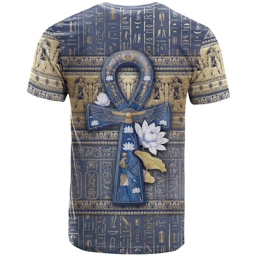 Egyptian Ankh T-Shirt Lotus Flowers Egyptian Symbol Graphic Tee