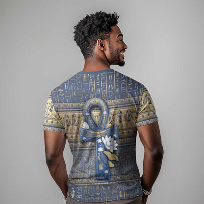 Egyptian Ankh T-Shirt Lotus Flowers Egyptian Symbol Graphic Tee