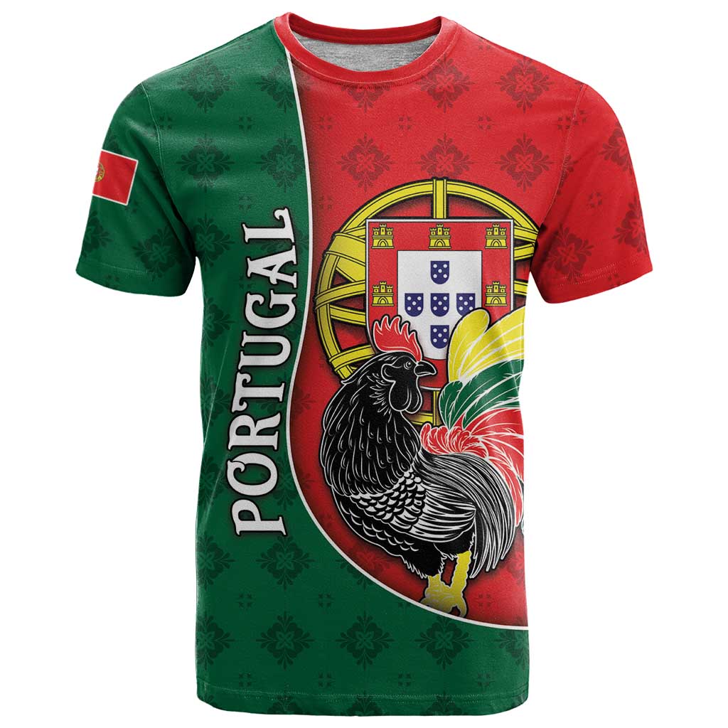 Personalized Portugal T-Shirt Rooster With Coat Of Arms Graphic Tee