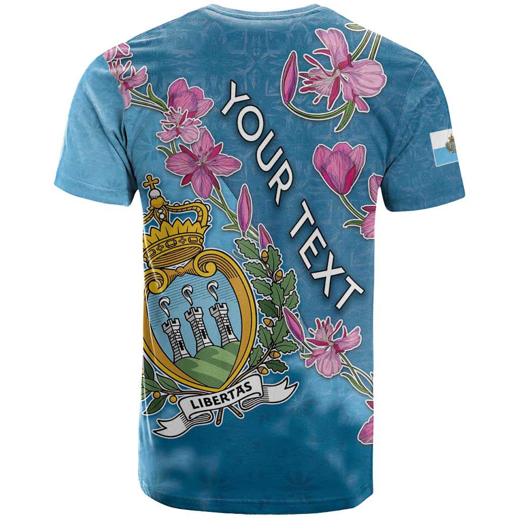 Personalized San Marino T-Shirt The Cyclamen Cyprium With Coat Of Arms Graphic Tee