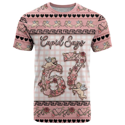 Personalized 67 Valentine's Day T-Shirt Vintage Rose And Cupid Graphic Tee
