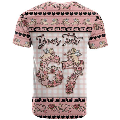 Personalized 67 Valentine's Day T-Shirt Vintage Rose And Cupid Graphic Tee