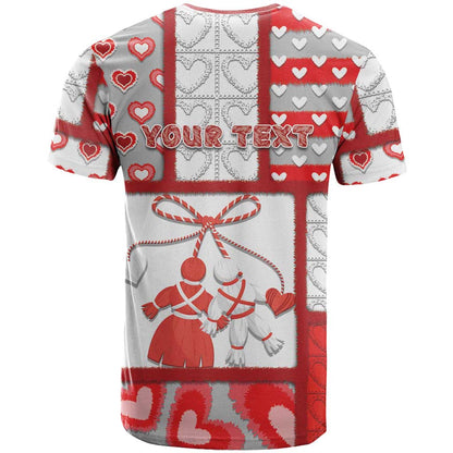 Personalized Romania Valentine's Day T-Shirt Martenitsi With Hearts Knitting Effect Graphic Tee