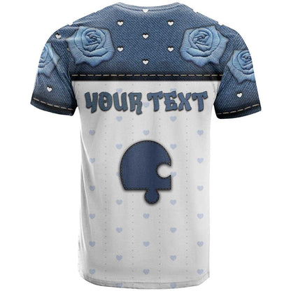 Personalized XOXO Valentine's Day T-Shirt Remaining Piece Old Denim Fabric Effect Graphic Tee