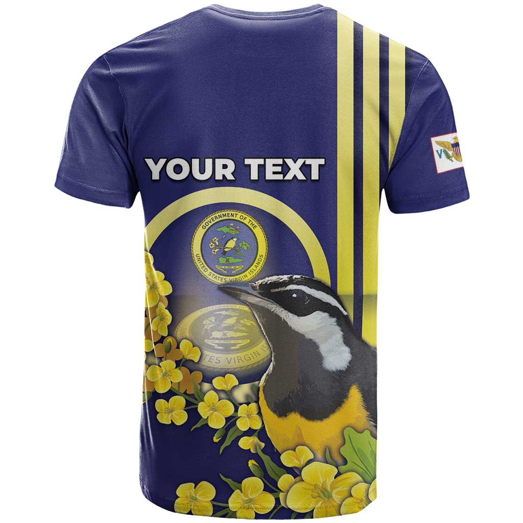 Personalized United States Virgin Islands T-Shirt Bananaquit Bird With Yellow Sage Flowers Graphic Tee