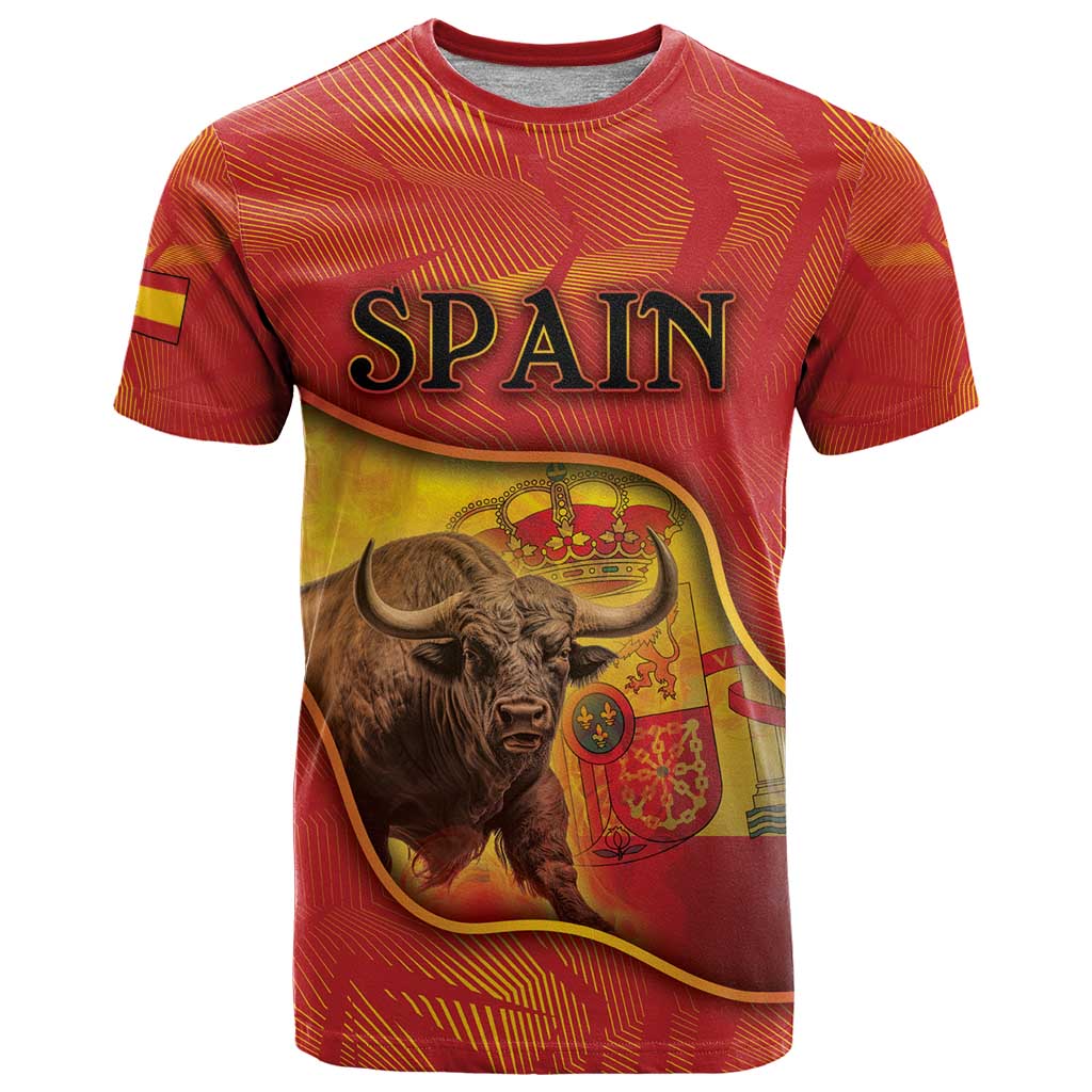 Personalized Spain T-Shirt The Spanish Fighting Bull With Coat Of Arms Graphic Tee