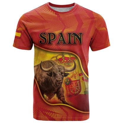 Personalized Spain T-Shirt The Spanish Fighting Bull With Coat Of Arms Graphic Tee