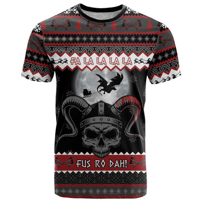 Vikings Christmas T-Shirt Fa La La La Fus Ro Dah Graphic Tee