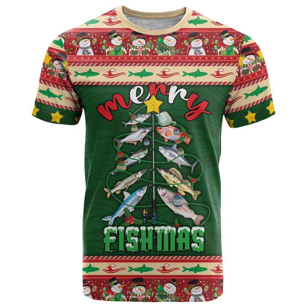 Fishing Christmas T-Shirt Merry Fishmas Graphic Tee