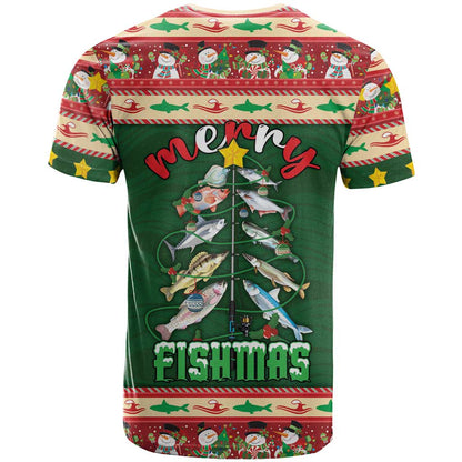 Fishing Christmas T-Shirt Merry Fishmas Graphic Tee