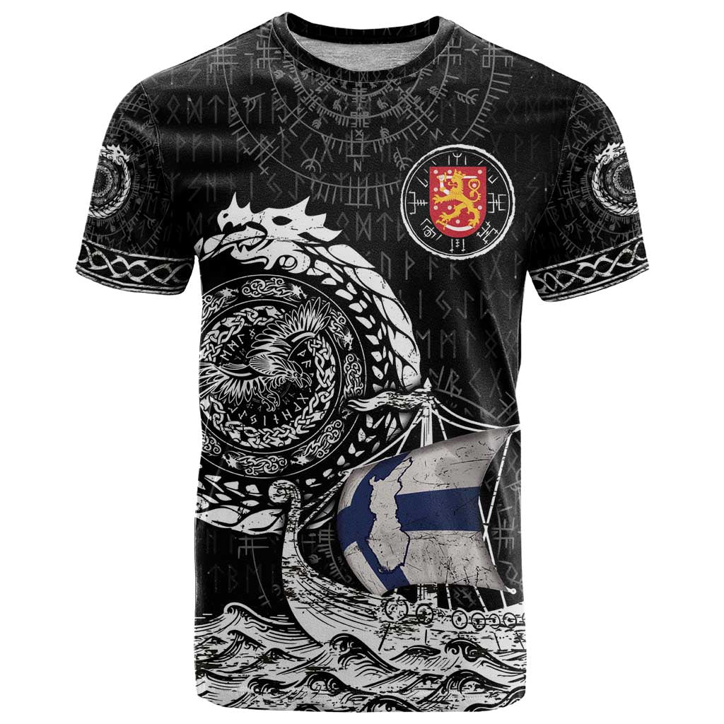 Personalized Viking Finland T-Shirt Finnish Viking Ship Graphic Tee