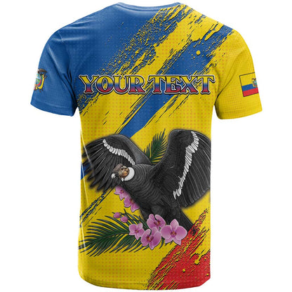Personalized Ecuador T-Shirt Andean Condor With Phalaenopsis Orchid Graphic Tee