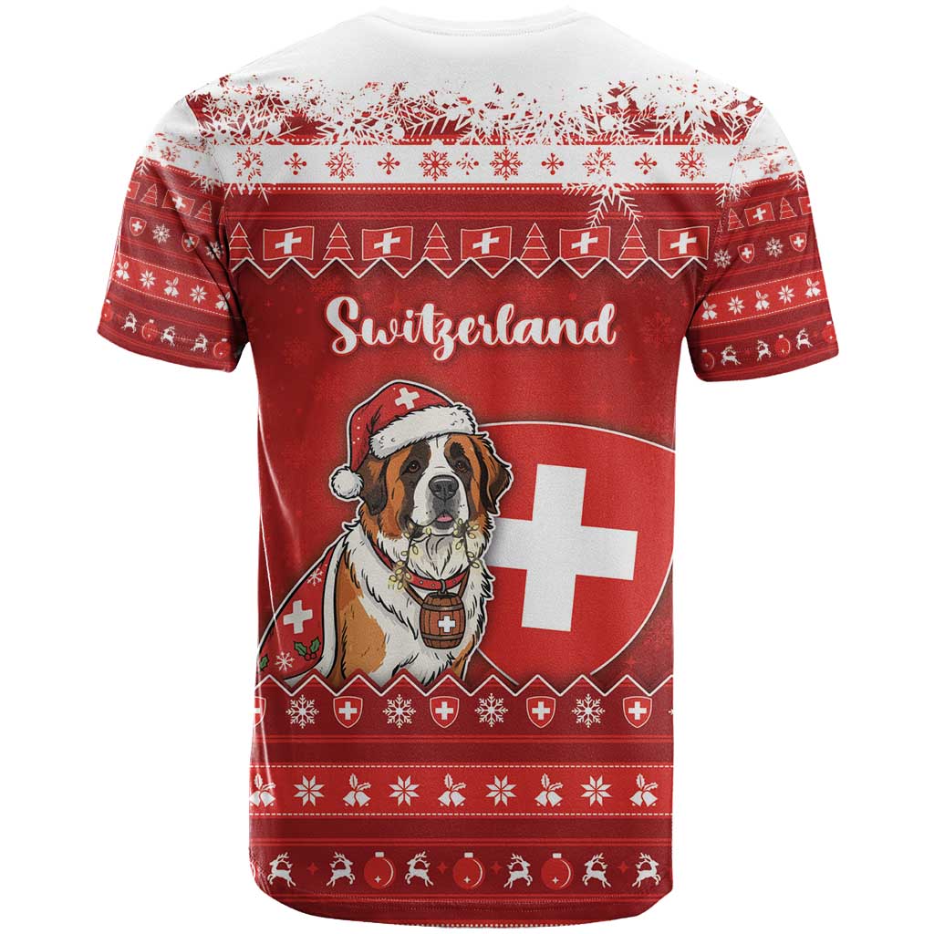 Switzerland Christmas T-Shirt Saint Bernard Merry Swissmas Graphic Tee