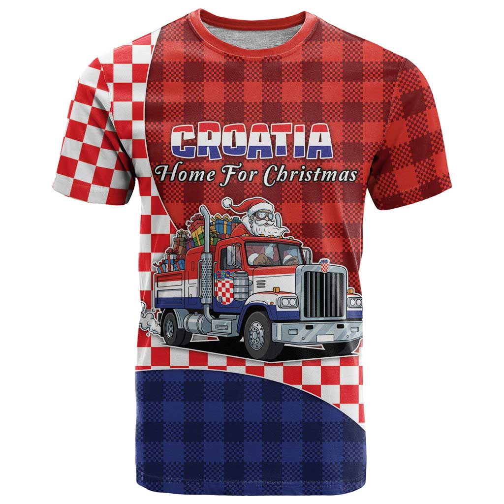 Croatia Christmas T-Shirt Santa Claus Drives Home With Gifts Graphic Tee