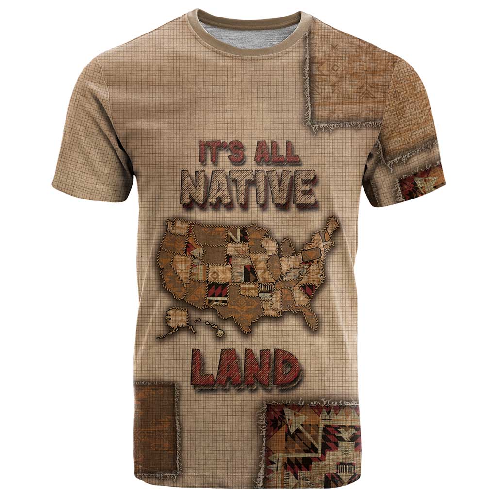 Native American T-Shirt Retro Map Stitching Effect Graphic Tee