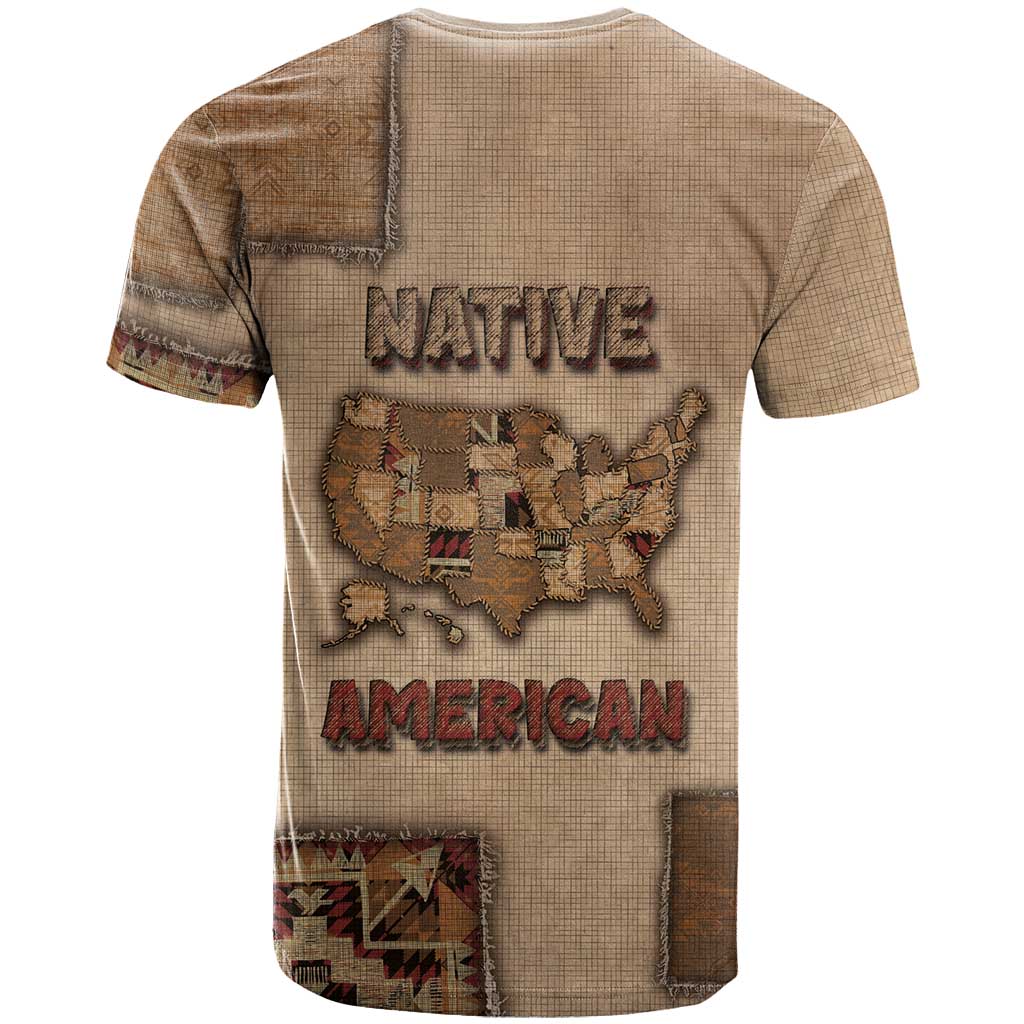 Native American T-Shirt Retro Map Stitching Effect Graphic Tee