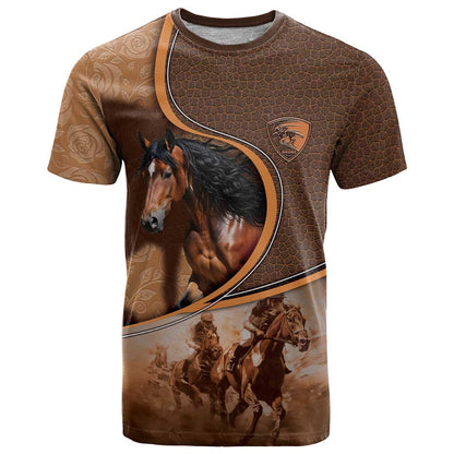 Personalized Horse Racing T-Shirt Royal Race Leather Effect Graphic Tee