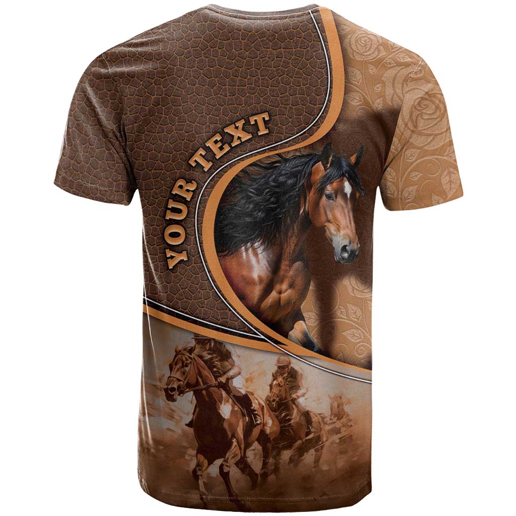 Personalized Horse Racing T-Shirt Royal Race Leather Effect Graphic Tee