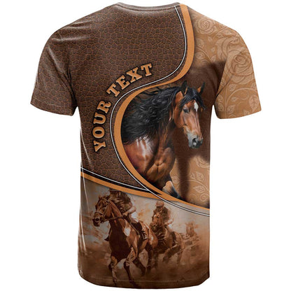 Personalized Horse Racing T-Shirt Royal Race Leather Effect Graphic Tee